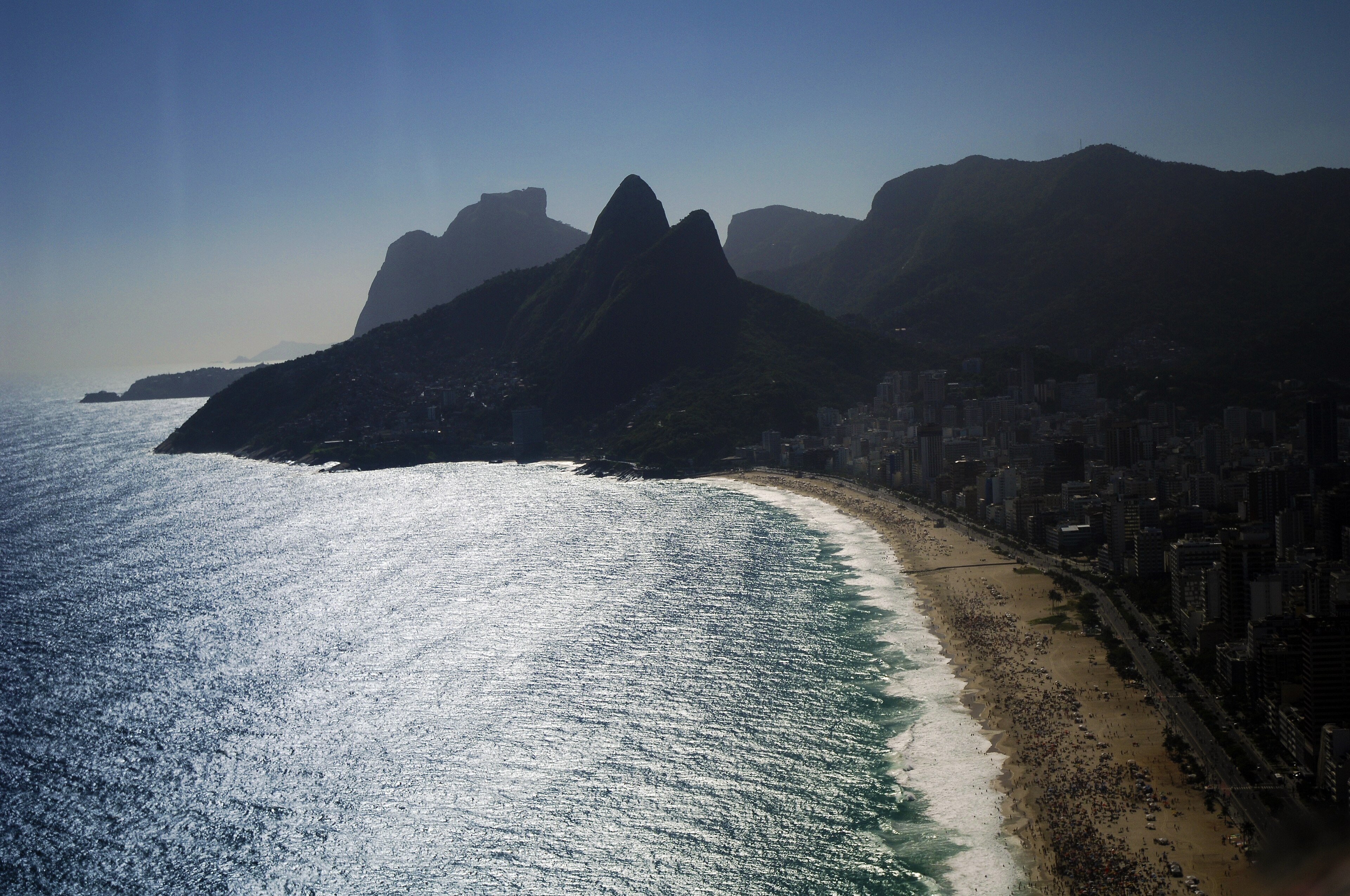 Aerial view of Ipanema beach and apartment buildings in Rio de Janeiro